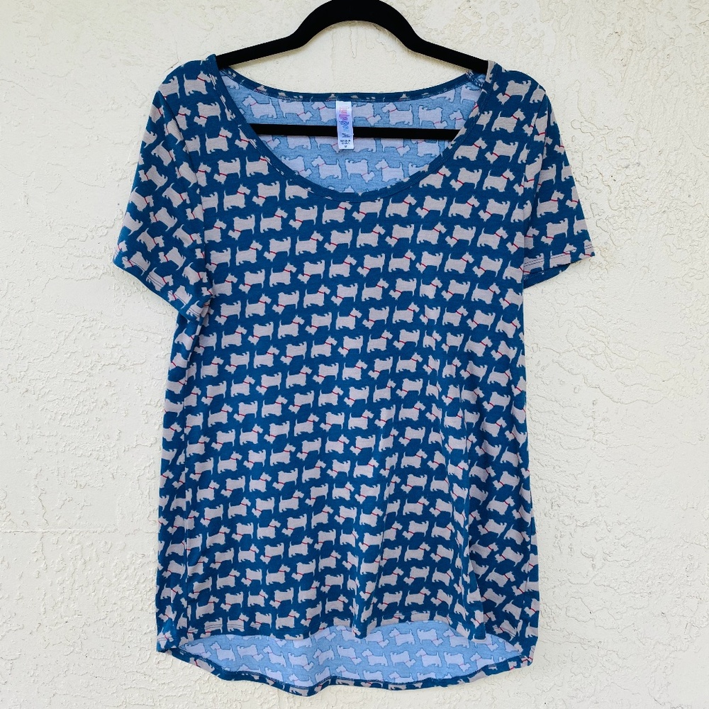 Like New M Lularoe Classic Shirt Scotty Dogs Blue